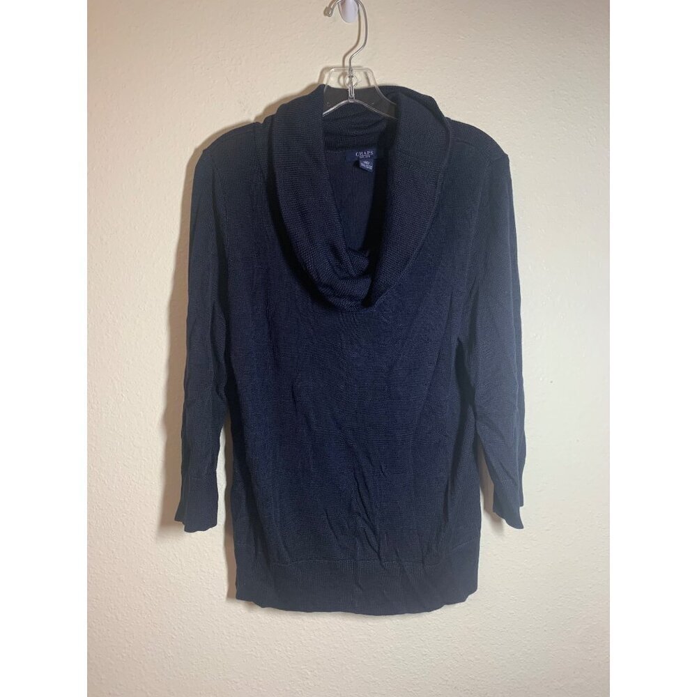 Chaps Cowl Neck Knit Sweater Women's Size XL Blue Business Casual Winter Cozy